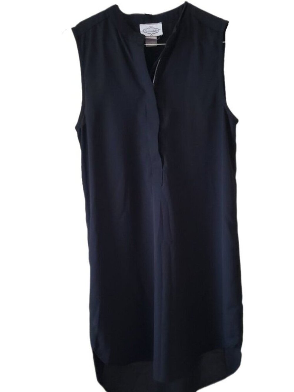 Rhapsodielle Women's Black 1/4 Zip Sleeveless Dress